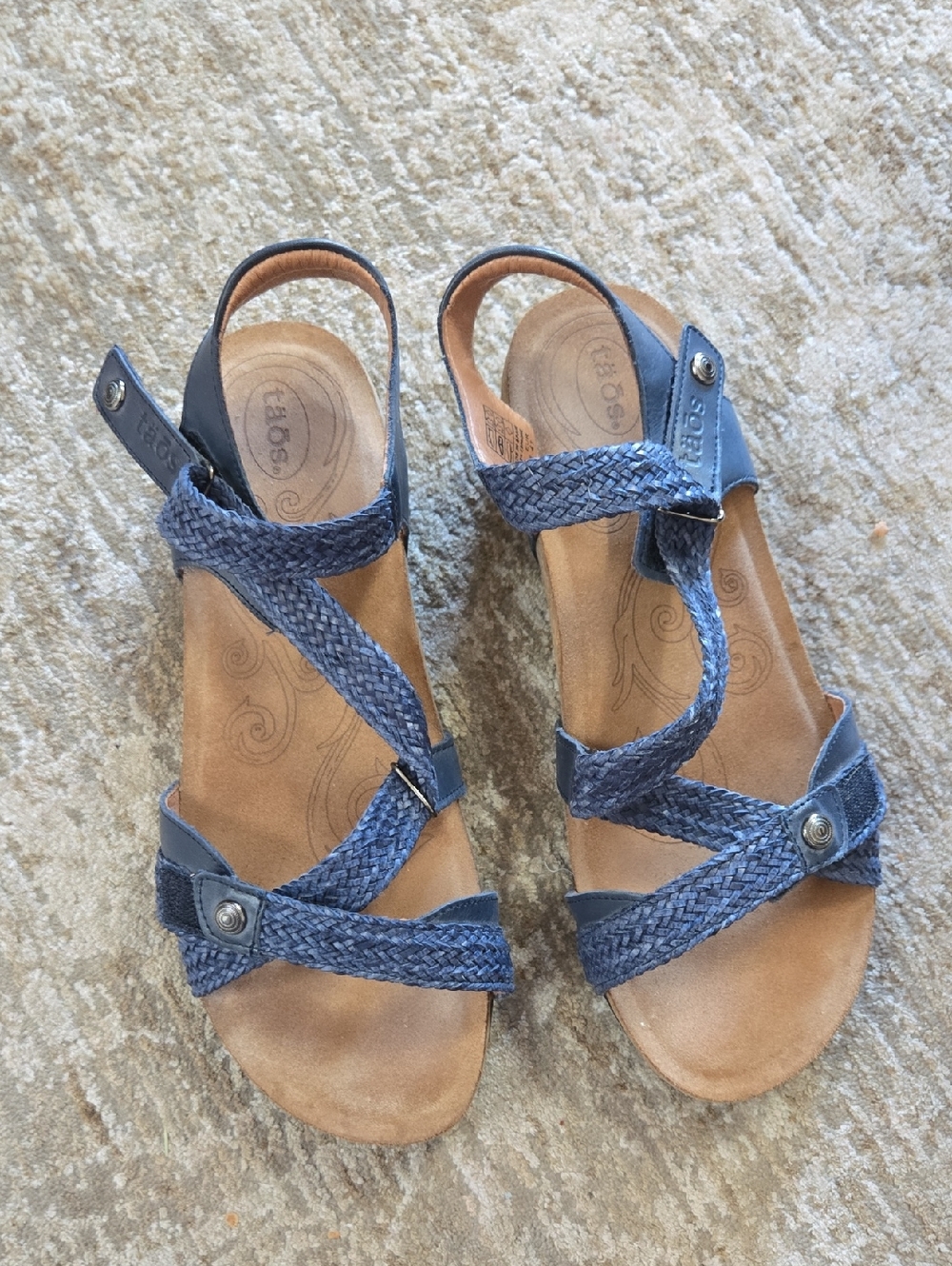 Taos Trulie Blue Braided Slingback Wedge Sandals. Size 10-10.5.